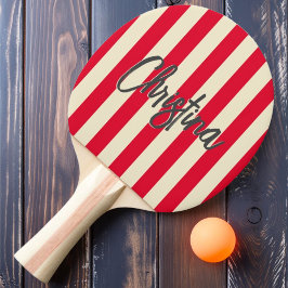 Pala De Ping Pong Pintado de color rosa con franja de polo de mediad