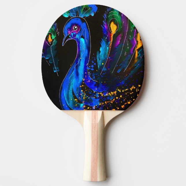 Pala De Ping Pong Pintado Whimsical Peacock (Anverso)