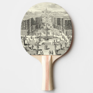 Pala De Ping Pong Pintura al óleo de fuentes en el jardín de