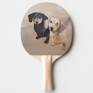 Pala De Ping Pong Pintura Dachshund (suave) - Arte Perro Original