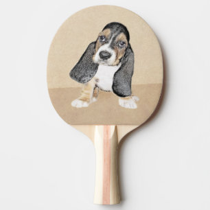 Pala De Ping Pong Pintura de cachorro de abeja de Basset - Arte Perr