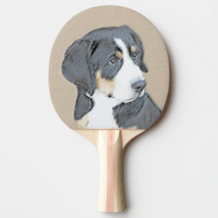 Pala De Ping Pong Pintura de cachorro de perro de montaña de Berna -