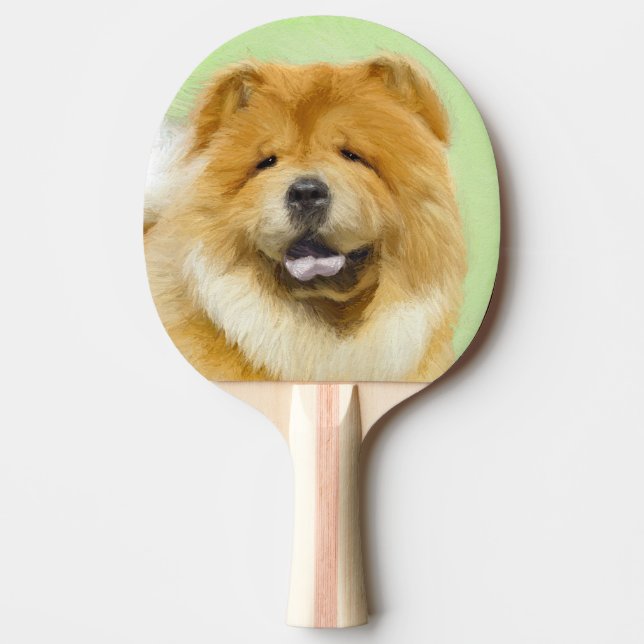 Pala De Ping Pong Pintura de Chow Chow - Arte Perro Original. (Anverso)