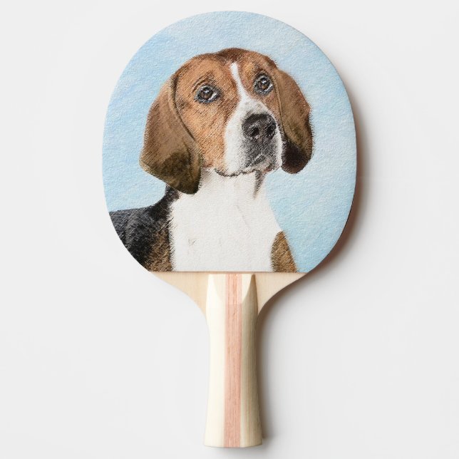 Pala De Ping Pong Pintura de Foxhound inglesa - Arte Perro Original  (Anverso)