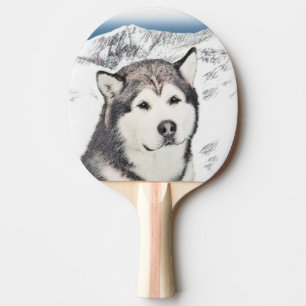 Pala De Ping Pong Pintura de Malamute de Alaska - Arte de Perro Orig