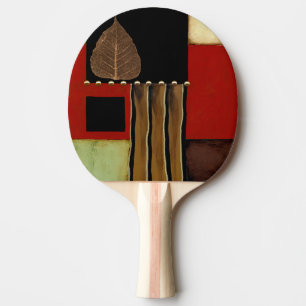 Pala De Ping Pong Pintura de panel multicolor con hoja marrón