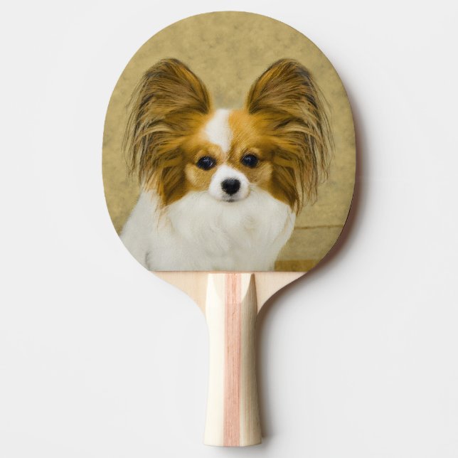 Pala De Ping Pong Pintura de Papillon (Hound Tri) - Arte original de (Anverso)