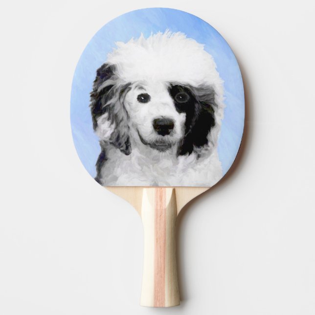 Pala De Ping Pong Pintura de perro de agua portuguesa - Arte origina (Anverso)