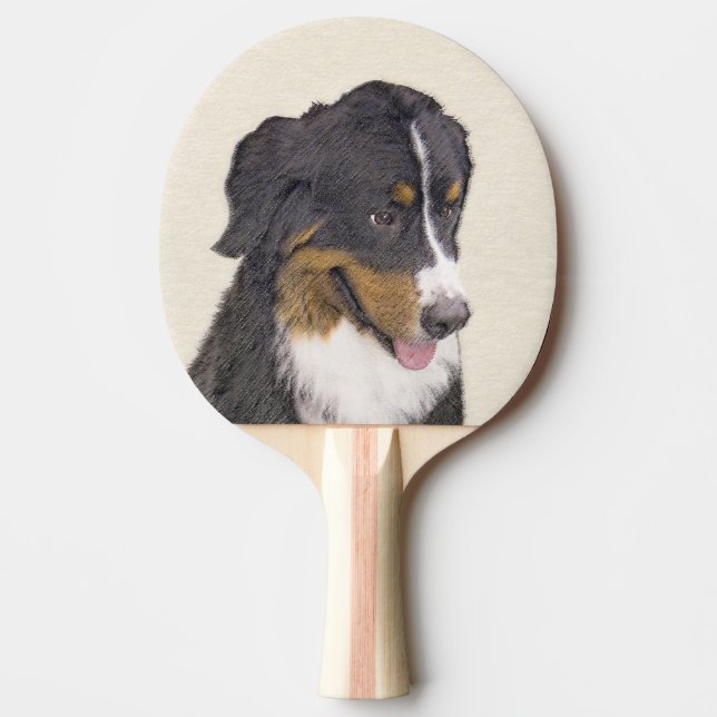 Pala De Ping Pong Pintura de perro de montaña de Bernese - Arte de p (Anverso)