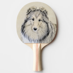 Pala De Ping Pong Pintura de perro pastelero de Shetland - Arte de p