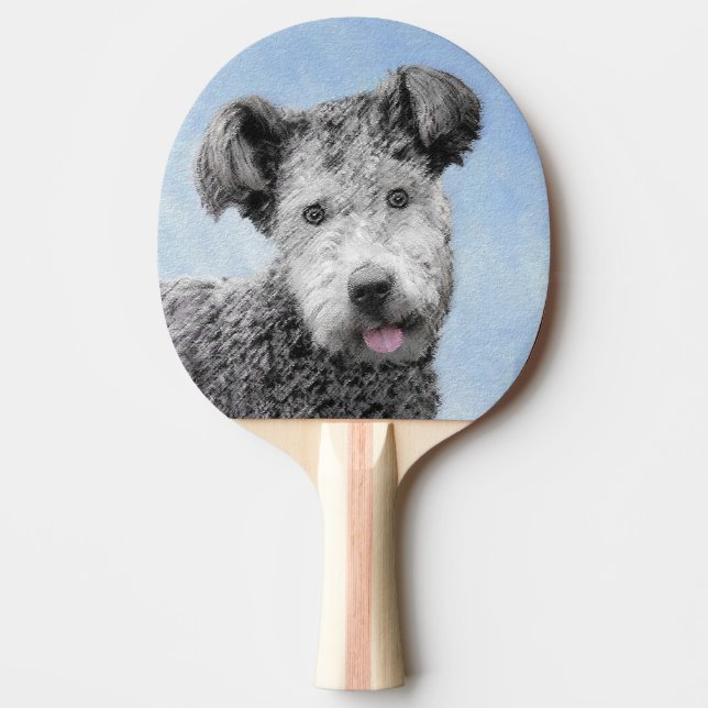 Pala De Ping Pong Pintura de Pumi - Arte de Perro Original. (Anverso)