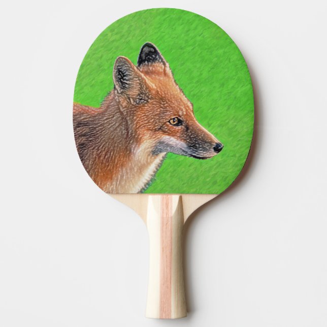 Pala De Ping Pong Pintura de Red Fox - Arte de vida salvaje original (Anverso)