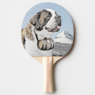 Pala De Ping Pong Pintura de San Bernardo - Arte de Perro Original.