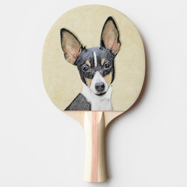 Pala De Ping Pong Pintura de Toy Fox Terrier - Arte de Perro Origina (Anverso)