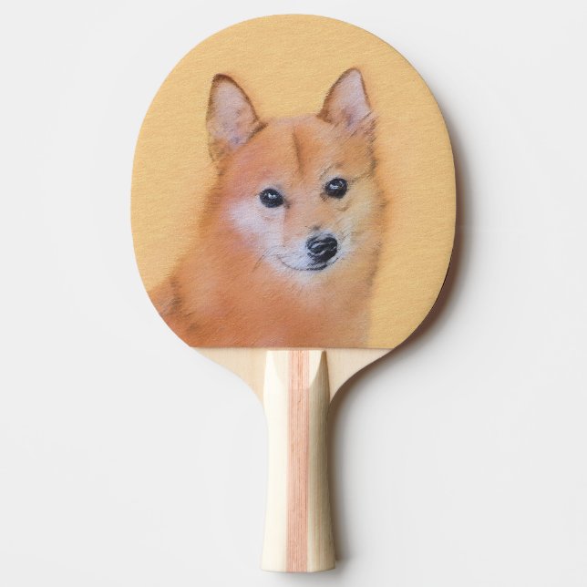 Pala De Ping Pong Pintura finlandesa de Spitz - Arte de perro origin (Anverso)