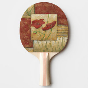 Pala De Ping Pong Pintura floral con pinceladas de cepillo visibles