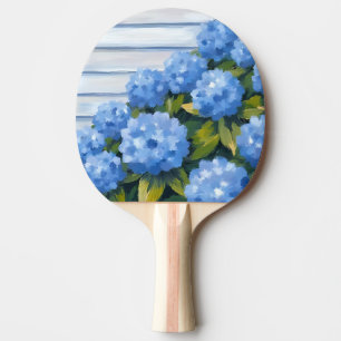 Pala De Ping Pong Pintura floral de hortensias azules arbustos