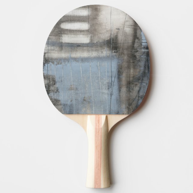 Pala De Ping Pong Pintura gris y azul abstracta (Anverso)