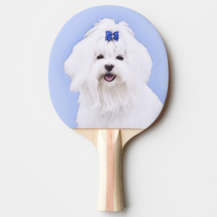 Pala De Ping Pong Pintura maltesa - Arte de perro original muy lindo