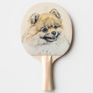 Pala De Ping Pong Pintura Pomerania (Naranja) - Arte Perro Original