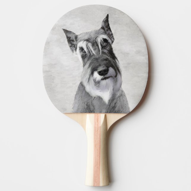 Pala De Ping Pong Pintura Schnauzer (gigante) - Arte de perros (Anverso)