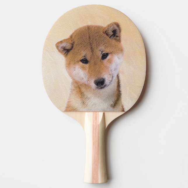 Pala De Ping Pong Pintura Shiba Inu (roja) - Arte Perro Original (Anverso)