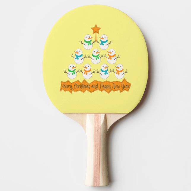 Pala De Ping Pong Pirámide de árboles de Navidad hecha de muñecos de (Anverso)