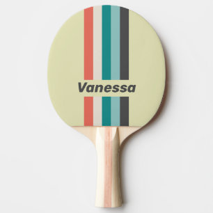 Pala De Ping Pong Pistacho Vintage a Rayas con Nombre