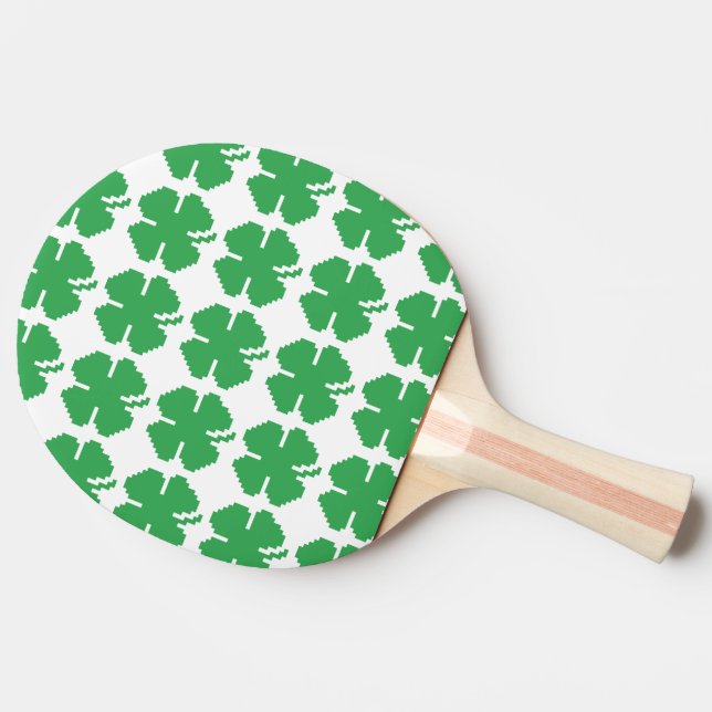 Pala De Ping Pong Pixel Lucky Four Leaf Clover de 8 bits (Lateral)
