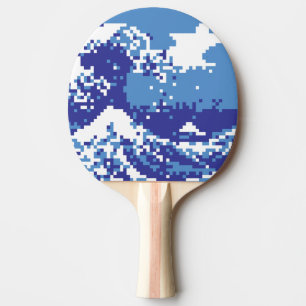 Pala De Ping Pong Pixel Tsunami Blue 8 bit Pixel Art