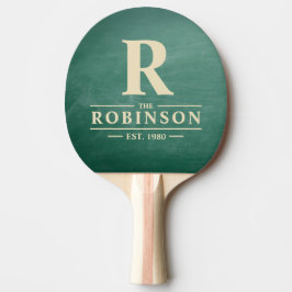 Pala De Ping Pong Pizarra Verde Nombre de Familia e Iniciales