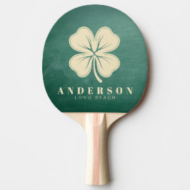Pala De Ping Pong Pizarrón Verde Trébol de Cuatro Hojas con Nombre