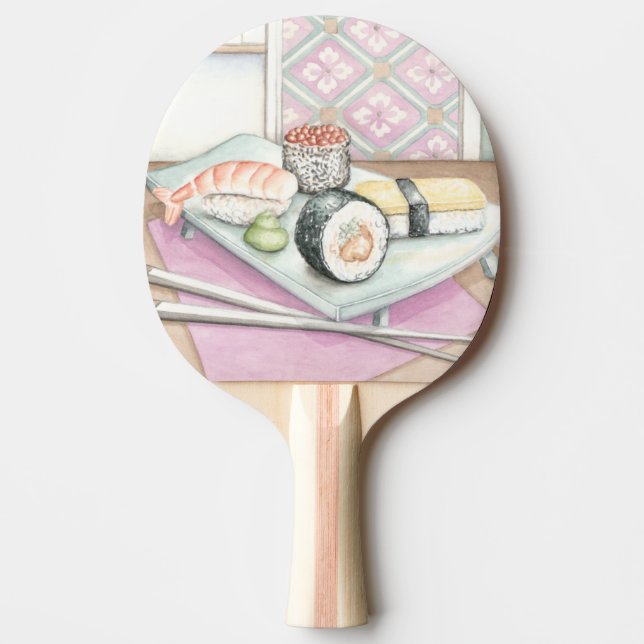 Pala De Ping Pong Placa de sushi surtido con palillos (Anverso)