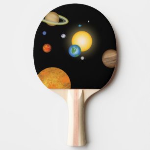 Pala De Ping Pong Planetas de sistemas solares en espacio oscuro pro