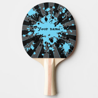 Pala De Ping Pong Plantas de pintura azul en negro y gris