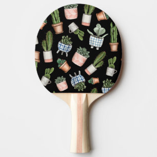 Pala De Ping Pong Plantas Hogares de Acuarela Sin Marea Negra