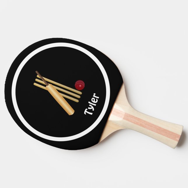 Pala De Ping Pong Plantilla de cricket, wicket, murciélagos y pelota (Lateral)