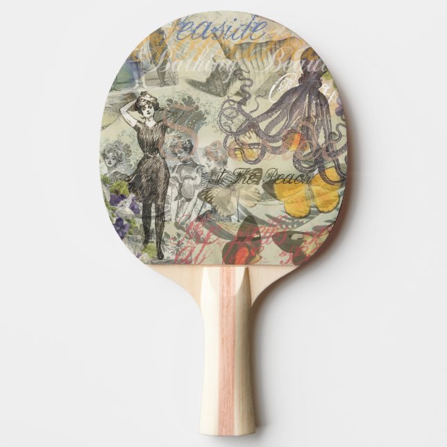 Pala De Ping Pong Playa de Pulpo Antiguo Estilo Steampunk Costero (Anverso)