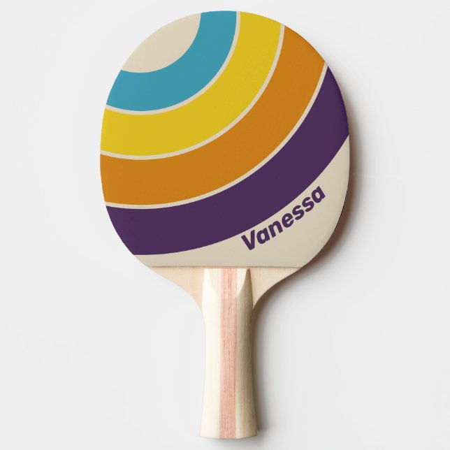 Pala De Ping Pong Plum Dust Rainbow Circle Stripe with Name (Anverso)