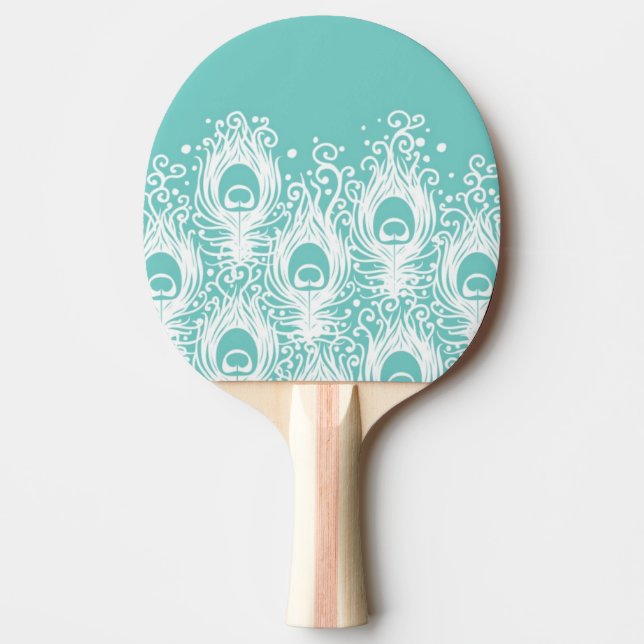 Pala De Ping Pong Plumas suaves del pavo real (Anverso)