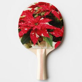 Pala De Ping Pong Poinsettias florales blancas rojas festivas