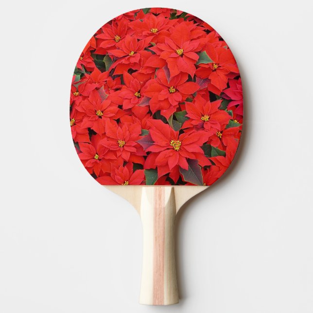 Pala De Ping Pong Poinsettias rojas Navidad la foto floral navideña (Anverso)