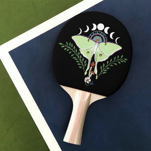 Pala De Ping Pong Polilla Lunar Etérea Verde Mística Celestial