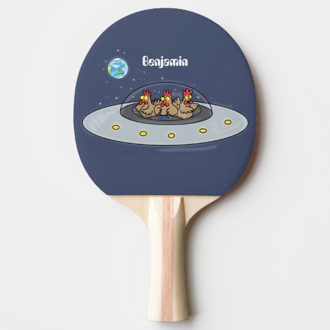 Pala De Ping Pong Pollos divertidos en el ilustracion del personaliz (Anverso)