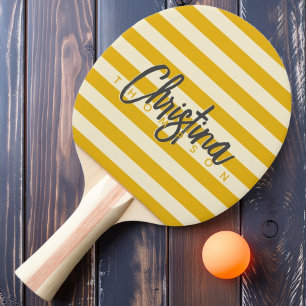 Pala De Ping Pong Polo de mediados de siglo cálido girasol pintado n