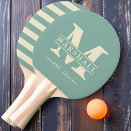Pala De Ping Pong Polo Monograma y Nombre Superpuesto Aqua Reef