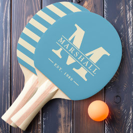 Pala De Ping Pong Polo Monograma y Nombre Superpuesto Aqua Sky