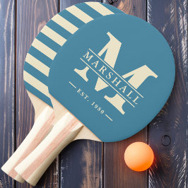 Pala De Ping Pong Polo Monograma y Nombre Superpuesto Deep Aqua