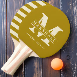 Pala De Ping Pong Polo Monograma y Nombre Superpuesto Desert Sage