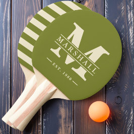 Pala De Ping Pong Polo Overlay Monograma y Nombre Verde Sauce